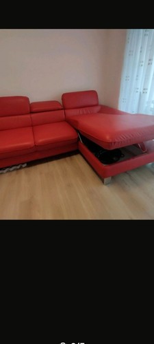 Kunst leder eck couch - couch, rot