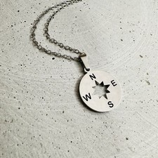 Halskette Kompass silber 45 cm Anhänger Damen Schmuck Richtung Symbol Geschenk