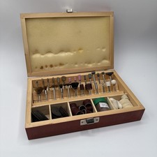 Zubehörset für Feinbohrschleifer für Dremel in Holzbox Juwelier Uhrmacher #1