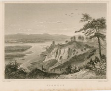 Burkheim b. Vogtsburg Sponeck Original Stahlstich Riegel 1852