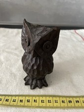 schöne dunkelbraune Eule aus Holz - aus Sammlungsauflösung