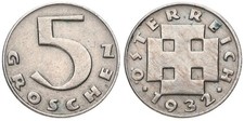 Österreich - Austria 5 Groschen - 1.Republik 1918-1938 - verschiedene Jahrgänge