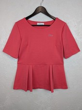 Christian Dior D Uniform Damen ausgestellt Schößchen Koralle Tunika Logo Top ...