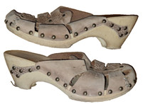 Holzschuhe Clogs Gr. 38 Pantoletten Holz Leder Sandalette Schuhe Carlo Perci