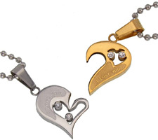 Partner Halsketten zweiteilge Freundschaftsketten Edelstahl Design 2 Ketten