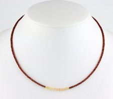 Granat und Welo Opal Kette edelsteinkette fein-Schliff Damen Rot Collier 45 cm