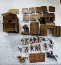 Hausser Elastolin 7 cm Serie Konvolut Reiter Karl May Indianer Cowboys Fort Holz