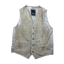 Herren Lederweste Gr. M Weste M. Flues Leatherwear Leder Weste beige KW6