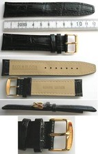 XL ECHTLEDERARMBAND Baxx & Bloom 22 mm Schwarz mit Alligatorprägung Seidenglanz