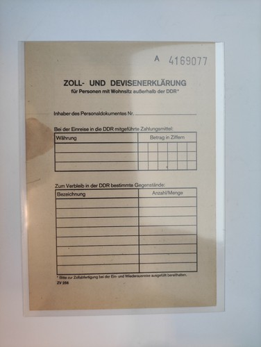 Zoll und devisenerklärung - und,
