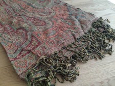 Pashmina Schal* bunt Paisley * Tuch Halstuch * grün-orange* Stola groß  190x70cm