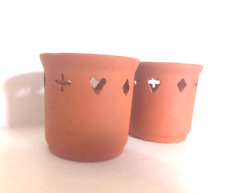 2 Kerzen Windlicht Terracotta Ton Gefäß Deko Dekoration 