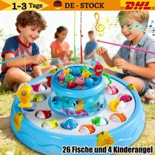 Angelspiel Magnetisch ab 2–3 Jahre, Kinderspielzeug mit 26 Fischen 4 Angeln DHL