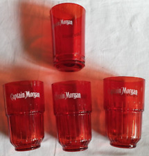 Captain Morgan Rum Wasser Drink 1x Glas rot transparent Relief bis 4 Stk