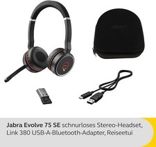Jabra Evolve 75 SE Schnurloses Stereo-Headset-Bluetooth mit Mikrofon!!OHNE OVP!!
