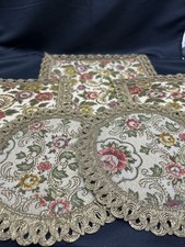 5 Brokat Deckchen Goldstickerei Lurex versch. Größen Samt an Unterseite