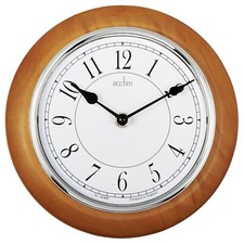 Acctim Newton Wanduhr Quarz Holzrahmen Silber Lünette Naturholz 20cm