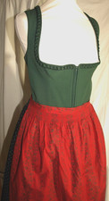 H145 -Salzburger Dirndl Look - Balkonette Mieder Dirndl + Schürze Gr. 40 - Lang