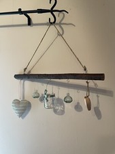 Weihnachten Dekoration, Dekostange Holz, 50cm Länge, 5 Haken, incl Anhänger