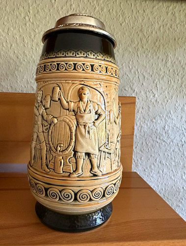 Steingut bierkrug mit - steingut,