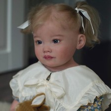 30" Finished Reborn Baby Doll Toddler Girl Rooted Hair Cloth Body Christmas Gift