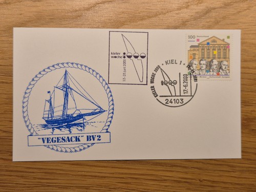 Postkarte mit schiffsstempel - postkarte,