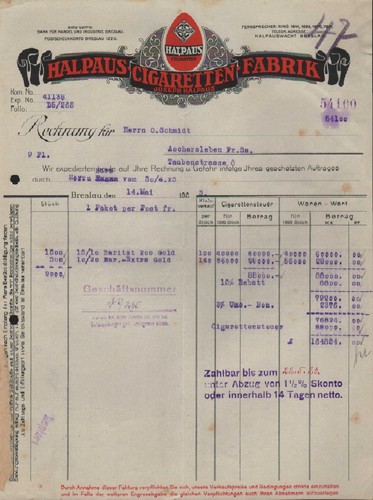 Breslau rechnung 1923 - rechnung,