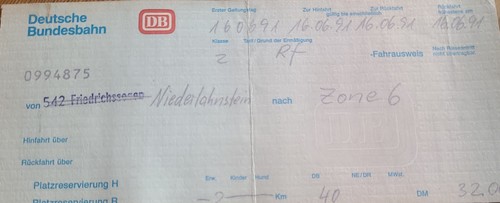 Deutsche bundesbahn fahrkarte - deutsche,