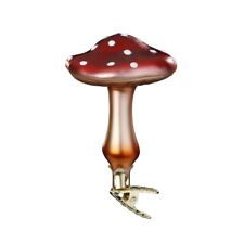 Christbaumschmuck Glas Fliegenpilz auf Clip 9,5cm Weihnachtsbaumschmuck Pilzdeko