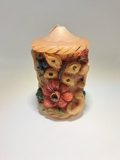 Kerze - Stumpenkerze - Motiv Blumen - H 11 cm - Ø 7 cm