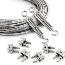EDELSTAHLSEIL SET Drahtseil 6 SETs V4A Inox Edelstahlseil Kausche Spannschloss