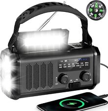 Kurbelradio 10000mAh Solar Radio Power Bank Camping Lampe Kompass Licht SOS F179