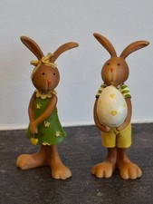 Oster Deko Osterhase aus Keramik 10 cm Ostern Dekoration 2 Stück Mädchen & Junge