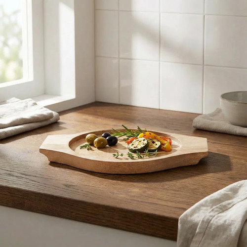 Serviertablett holz oval natur - serviertablett,