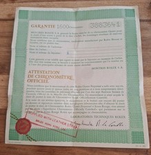 Rolex 1600 Garantie Zertifikat