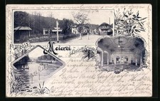 Ansichtskarte Lössnitz Grund, Ortsansicht mit Meierei 1905 