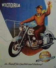 Retro Reklame Blechschild Oldtimer Motorrad Victoria Bergmeister  40x33cm