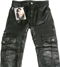 W28  BOCKLE Biker-Look Cargo Aniline Skinny Lederjeans ECHT-Leder Leather Pants
