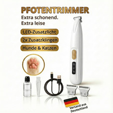 Pfotentrimmer für Hunde und Katzen Hundeschermaschine 2x Ersatzklinge Leise Akku