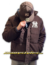 NEW ERA NY YANKEES PUFFER CORD JACKET BROWN WHITE BASEBALL S, M oder XXL