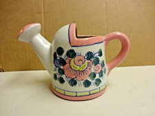 Gießkanne aus Keramik - handbemalt - Blumenmotiv - Vintage