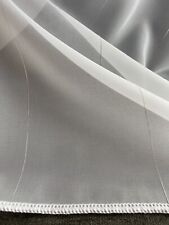 Gardine Vorhang Stoff Meterware reinweiß Linien weiß grau Höhe 2,95m transparent