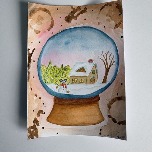 Handgemalt aquarell karte bild - handgemalt,