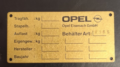 Typenschild adam opel - opel, eisenach