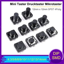 12mm x 12mm SMD DIP Mini Taster Drucktaster Mikrotaster 4-polig für PCB Mounted