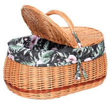 Picknickkorb mit Einlage Einkaufskorb Weidenkorb Stoff Weide Korb  KZ10BLKROSE