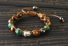 Tibetisches Armband Buddhistischer Schmuck Stein Perlen Tigerauge Hämatit Buddha