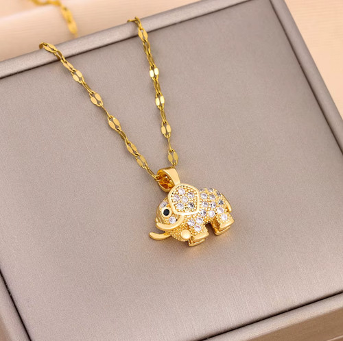 Goldene halskette mit elefant - halskette,