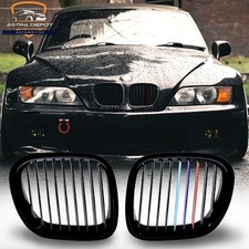 2pcs glossy black front kidney - 2pcs,