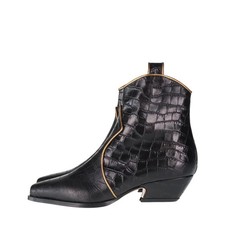 Oxitaly Damen Schuhe Stiefelette Gr. 36 Schwarz Leder Ankle Boots